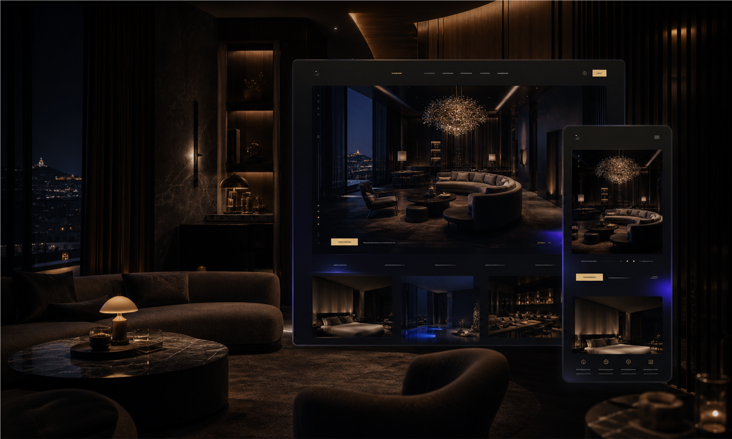 Aster House luxury hospitality website shown across desktop and mobile